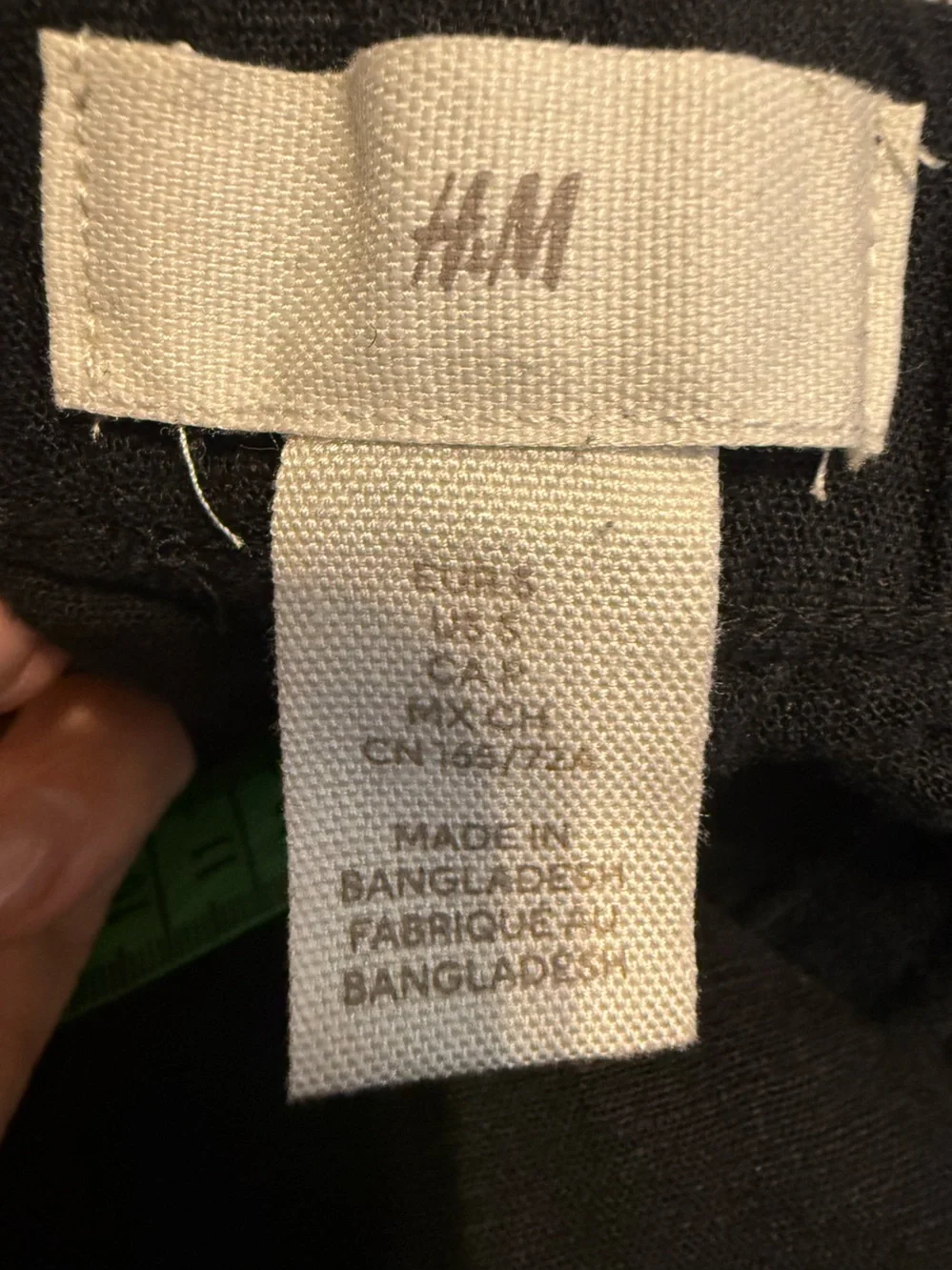 H&M Black Linen Cargo Pants with Drawstring Waist